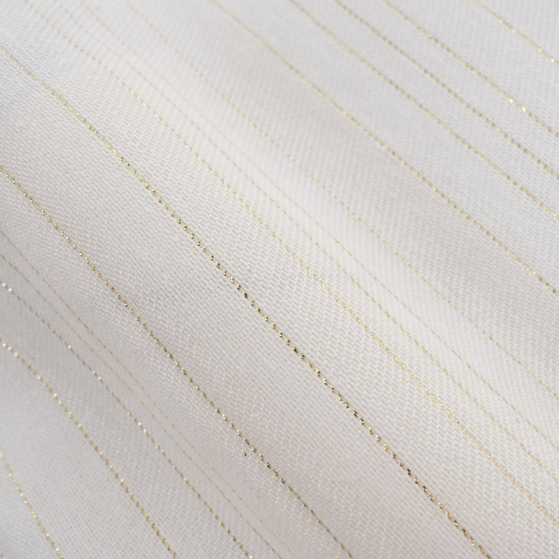 Ecru Christmas Tablecloth with Gold Lurex Stripes - 280 cm - Maison Klem